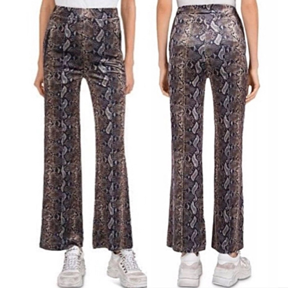 Kooples X Sport Velvet Flared Snakeskin Athleisure Track Pants Size 1